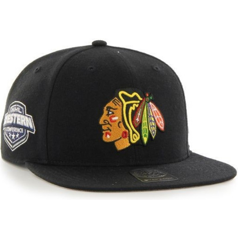 gorra-plana-negra-snapback-de-chicago-blackhawks-nhl-captain-de-47-brand
