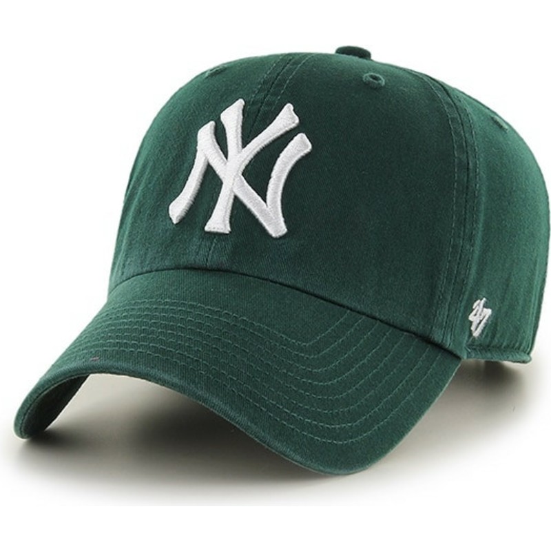 gorra-curva-verde-oscuro-con-logo-blanco-de-new-york-yankees-mlb-clean-up-de-47-brand