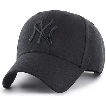 Gorra curva negra snapback con logo negro de New York Yankees MLB MVP de 47 Brand