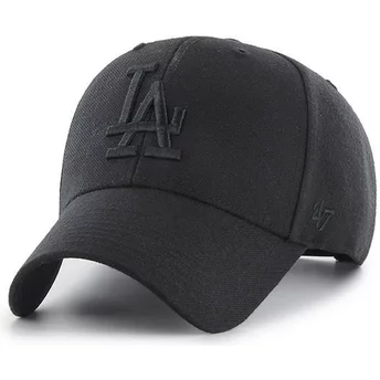 Gorra curva negra snapback con logo negro de Los Angeles Dodgers MLB MVP de 47 Brand