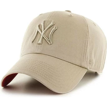 Gorra curva beige con logo beige de New York Yankees MLB Clean Up de 47 Brand