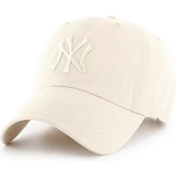 Gorra curva crema con logo crema de New York Yankees MLB Clean Up de 47 Brand