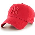 gorra-curva-roja-con-logo-rojo-de-new-york-yankees-mlb-clean-up-de-47-brand