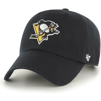 Gorra curva negra de Pittsburgh Penguins NHL Clean Up de 47 Brand