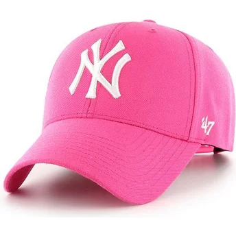 Gorra curva rosa magenta snapback de New York Yankees MLB MVP de 47 Brand