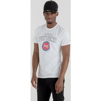 Camiseta de manga corta blanca de Detroit Pistons NBA de New Era