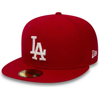 Gorra plana roja ajustada 59FIFTY Essential de Los Angeles Dodgers MLB de New Era