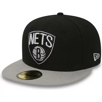 Gorra plana negra ajustada 59FIFTY Essential de Brooklyn Nets NBA de New Era