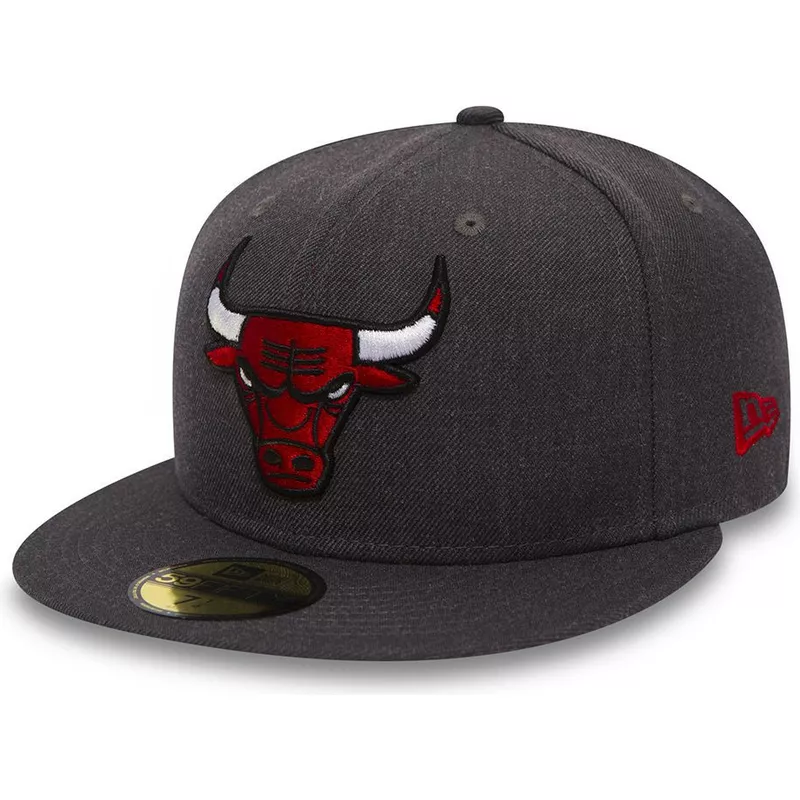Gorra plana blanca y negra ajustada 59FIFTY Championships de Chicago Bulls  NBA de New Era