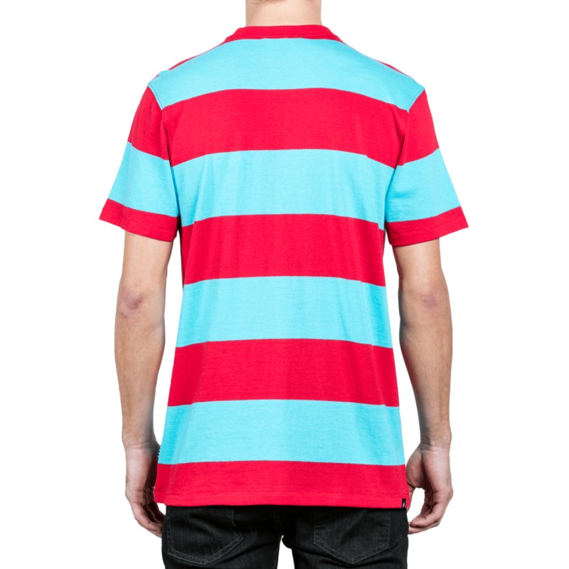 camiseta-manga-corta-azul-y-roja-burger-dusty-aqua-de-volcom