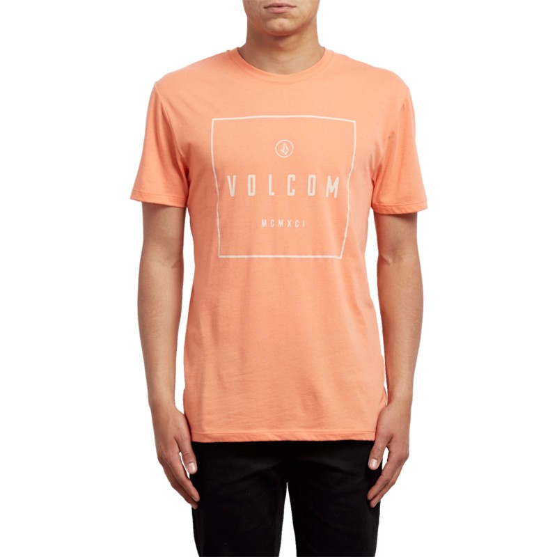 camiseta-manga-corta-naranja-scribe-salmon-de-volcom