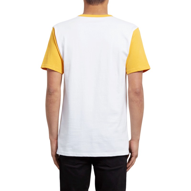 camiseta-manga-corta-blanca-y-amarilla-angular-tangerine-de-volcom