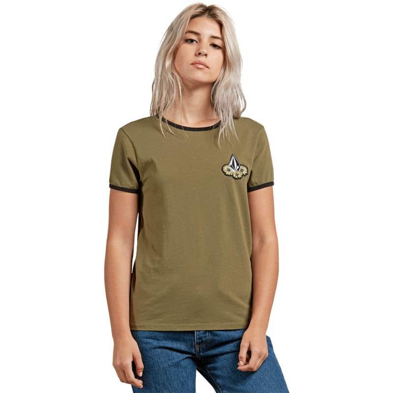 camiseta-manga-corta-verde-keep-goin-ringer-dark-camo-de-volcom