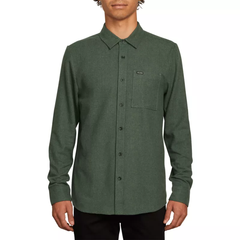 camisa-manga-larga-verde-caden-solid-dark-pine-de-volcom