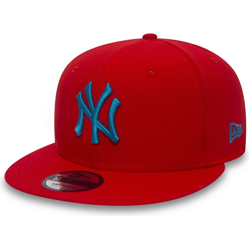 gorra-plana-roja-snapback-con-logo-azul-9fifty-essential-league-de-new-york-yankees-mlb-de-new-era