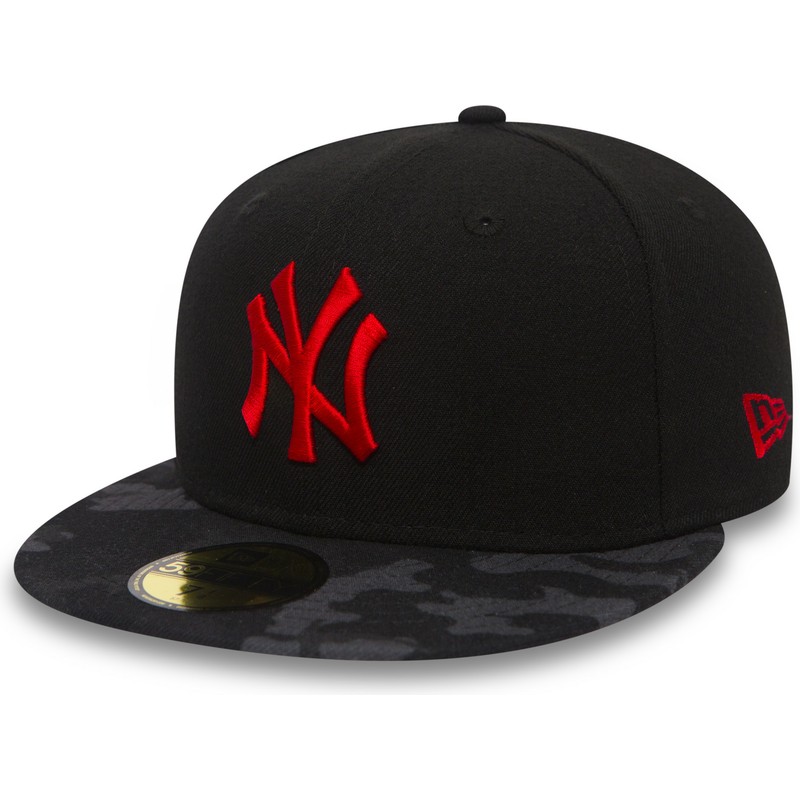 gorra-plana-negra-ajustada-con-logo-rojo-59fifty-contrast-camo-de-new-york-yankees-mlb-de-new-era