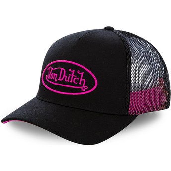Gorra trucker negra con logo rosa NEO PIN de Von Dutch