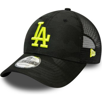 Gorra curva camuflaje negro con logo amarillo ajustable 9FORTY Home Field de Los Angeles Dodgers MLB de New Era