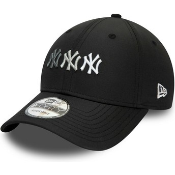 Gorra curva negra ajustable 9FORTY Stack Logo de New York Yankees MLB de New Era