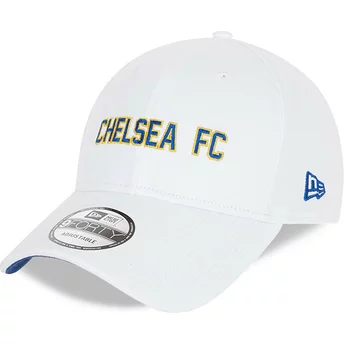 Gorra curva blanca ajustable 9FORTY Cotton Wordmark de Chelsea Football Club de New Era