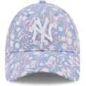 gorra-curva-azul-y-rosa-ajustable-9forty-floral-de-new-york-yankees-mlb-de-new-era