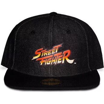 Gorra plana negra snapback Street Fighter Logo de Difuzed