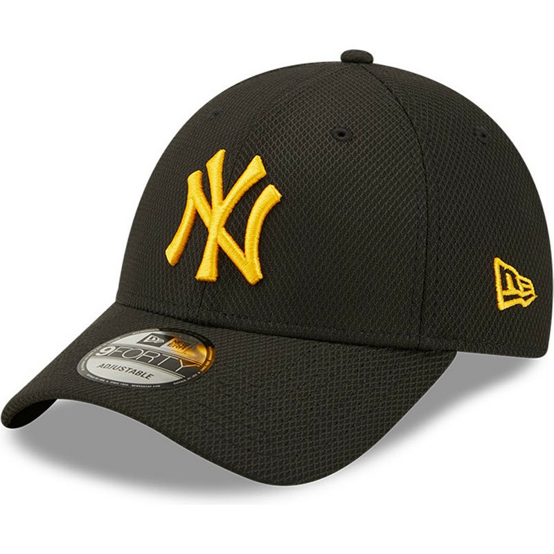 Gorra curva negra ajustable con logo naranja Diamond Era de New York Yankees MLB New