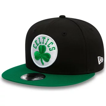 Gorra plana negra y verde snapback 9FIFTY de Boston Celtics NBA de New Era
