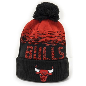 Gorro negro y rojo con pompón Sport Cuff de Chicago Bulls NBA de New Era