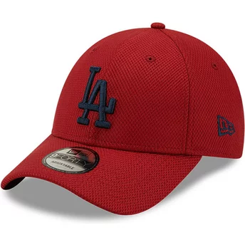 Gorra curva roja ajustable con logo azul 9FORTY Diamond Era de Los Angeles Dodgers MLB de New Era