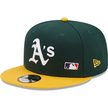 Gorra plana verde y amarilla snapback 9FIFTY Team Arch de Oakland Athletics MLB de New Era