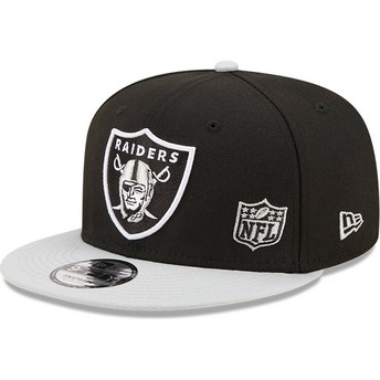 Gorra plana negra y gris snapback 9FIFTY Team Arch de Las Vegas Raiders NFL de New Era
