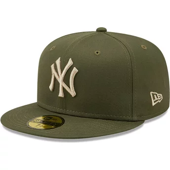 Gorra plana verde ajustada 59FIFTY League Essential de New York Yankees MLB de New Era