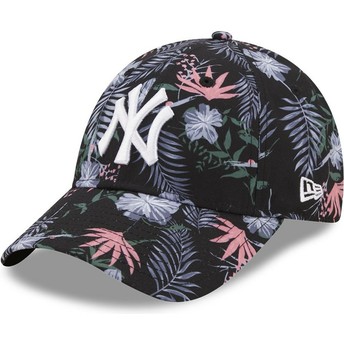 Gorra curva negra ajustable 9FORTY Floral de New York Yankees MLB de New Era