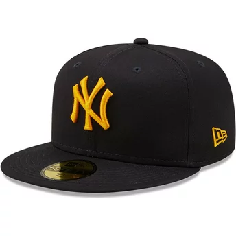 Gorra plana azul marino ajustada con logo amarillo 59FIFTY League Essential de New York Yankees MLB de New Era