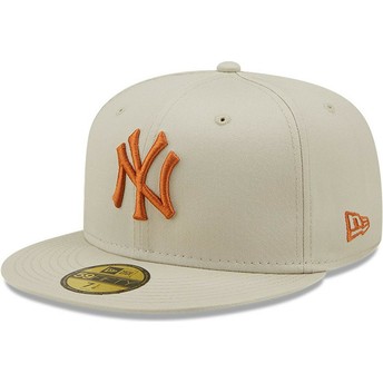 Gorra plana gris ajustada con logo marrón 59FIFTY League Essential de New York Yankees MLB de New Era