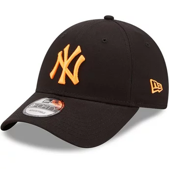Gorra curva negra ajustable con logo naranja 9FORTY Neon Pack de New York Yankees MLB de New Era