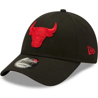 Gorra curva negra ajustable con logo rojo 9FORTY Neon Pack de Chicago Bulls NBA de New Era