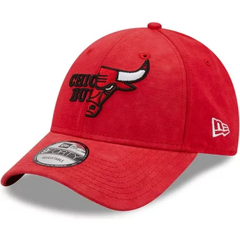 Gorra curva roja ajustable 9FORTY Washed Pack Split Logo de Chicago Bulls NBA de New Era