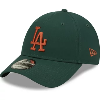 Gorra curva verde ajustable con logo marrón 9FORTY League Essential de Los Angeles Dodgers MLB de New Era