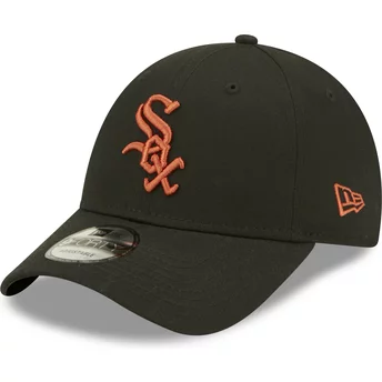 Gorra curva negra ajustable con logo marrón 9FORTY League Essential de Chicago White Sox MLB de New Era