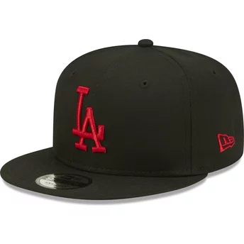 Gorra plana negra snapback con logo rojo 9FIFTY League Essential de Los Angeles Dodgers MLB de New Era