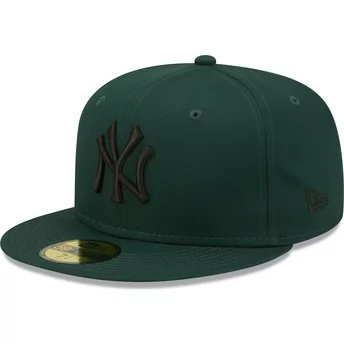 Gorra plana verde oscuro ajustada 59FIFTY League Essential de New York Yankees MLB de New Era