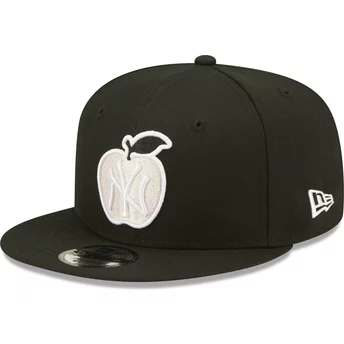 Gorra plana negra snapback 9FIFTY NY Apple de New York Yankees MLB de New Era