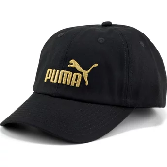 Gorra curva negra ajustable con logo dorado Essentials de Puma