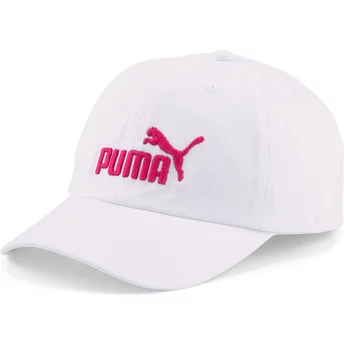 Gorra curva blanca ajustable con logo rojo Essentials de Puma