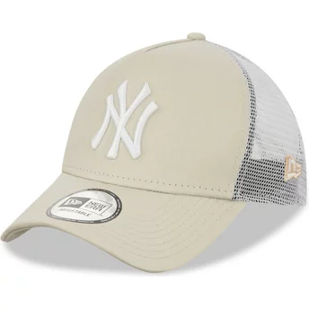 Gorra trucker beige y blanca 9FORTY A Frame de New York Yankees MLB de New Era