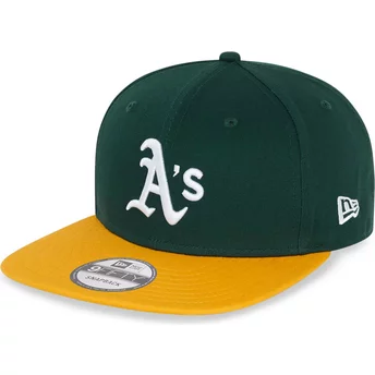 Gorra plana verde y amarilla snapback 9FIFTY Essential de Oakland Athletics MLB de New Era