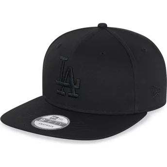 Gorra plana negra snapback con logo negro 9FIFTY de Los Angeles Dodgers MLB de New Era