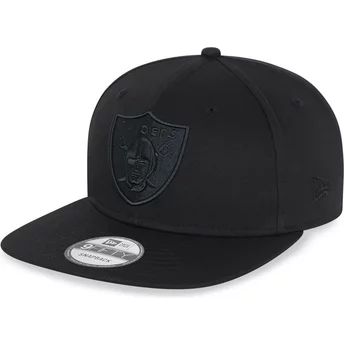Gorra plana negra snapback con logo negro 9FIFTY de Las Vegas Raiders NFL de New Era